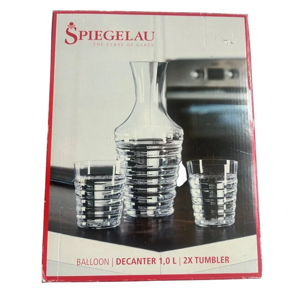 Godiger Spiegelau Balloon Decanter Set 1.0 L & 2x Tumbler Glasses Barware - Picture 5 of 8